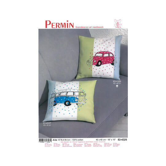 Permin 40x40 Pembe Vosvos Desenli Yastık Etamin Kiti - 834326