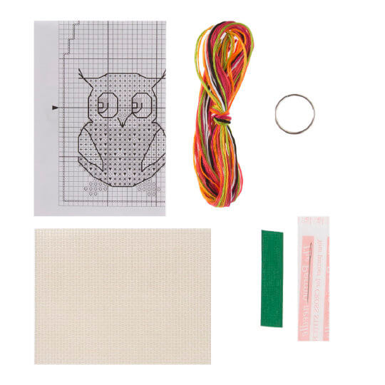 Permin 5x7 cm Kırmızı Baykuş Desenli Anahtarlık Etamin Kiti - 114320