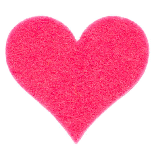 La Mia 3.5x4 cm 25'li Neon Pembe Büyük Boy Kalp Keçe Motifler FS309-M26