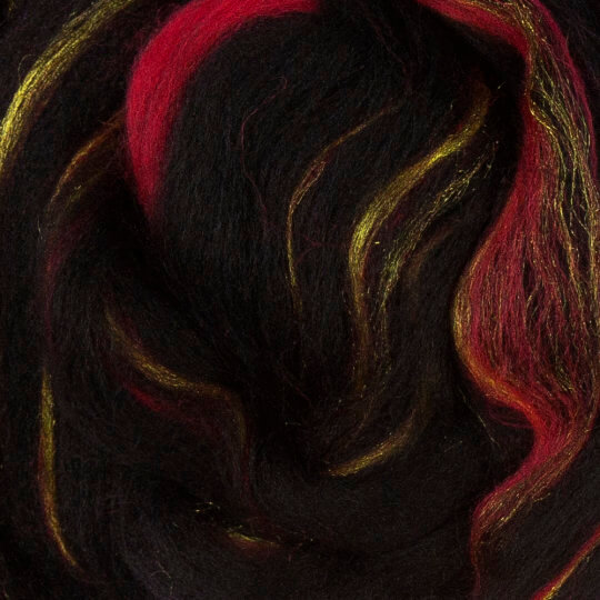 Gazzal Felt Wool Lurex Siyah Ebruli Yün Keçe - 6004