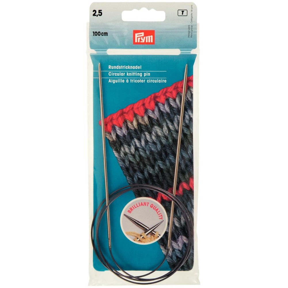 PRYM 2.5 mm 100 cm Brass Circular Knitting Needle 21211 Hobiumyarns