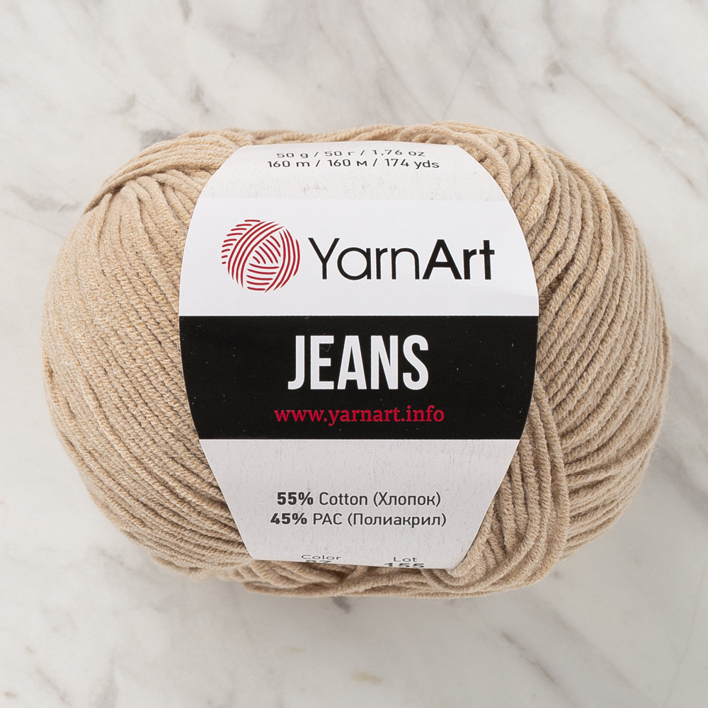 YarnArt Jeans Knitting Yarn, Beige 87 Hobiumyarns