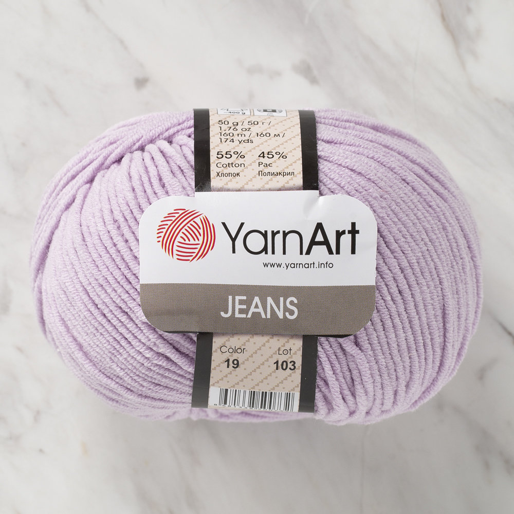 YarnArt Jeans Knitting Yarn, Lilac 19 Hobiumyarns