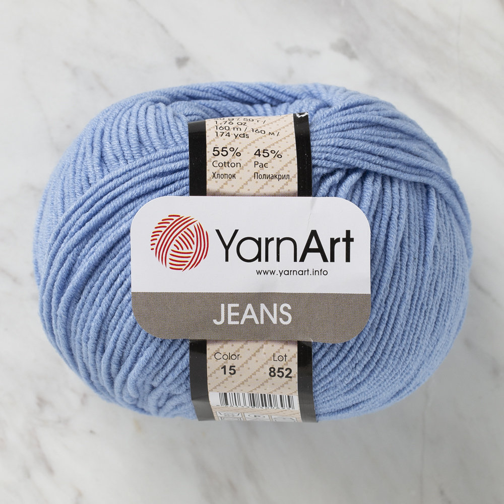 YarnArt Jeans Knitting Yarn, Blue 15 Hobiumyarns