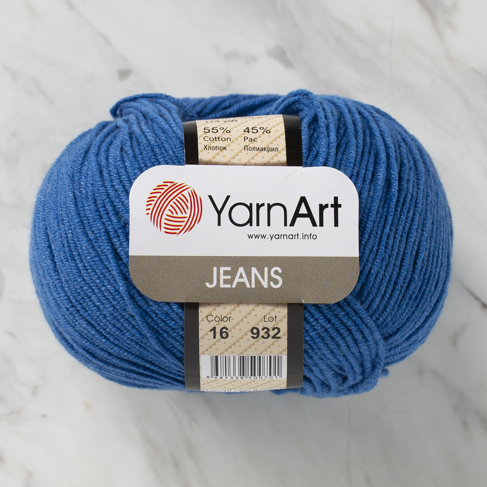 YarnArt Jeans Knitting Yarn, Blue 16 Hobiumyarns