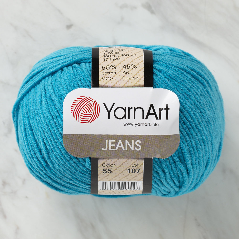 YarnArt Jeans Knitting Yarn, Blue 55 Hobiumyarns