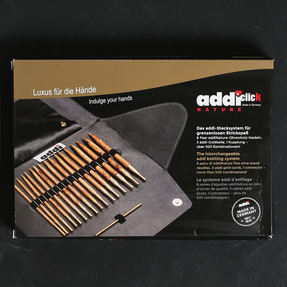 Addi Click Nature Olive Wood Interchangeable Circular Knitting Needle