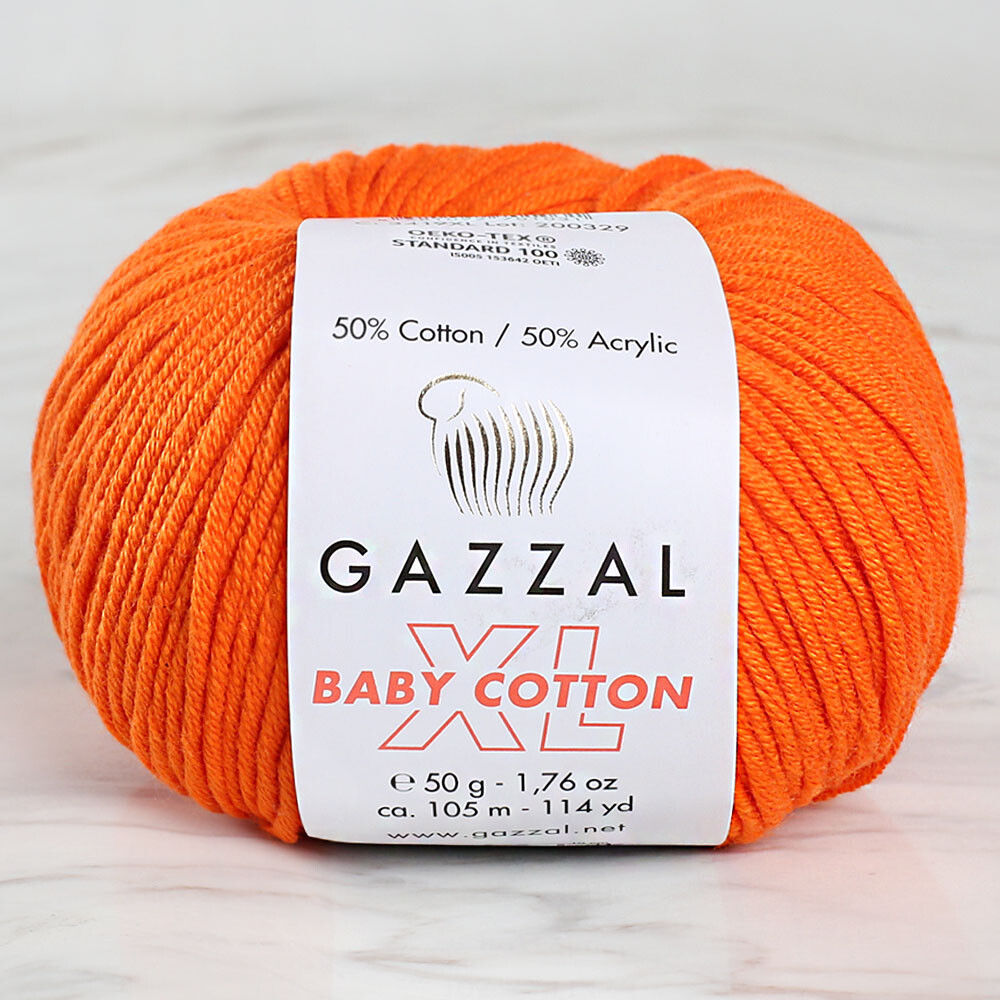 Gazzal Baby Cotton XL Baby Yarn, Orange 3419XL Hobiumyarns