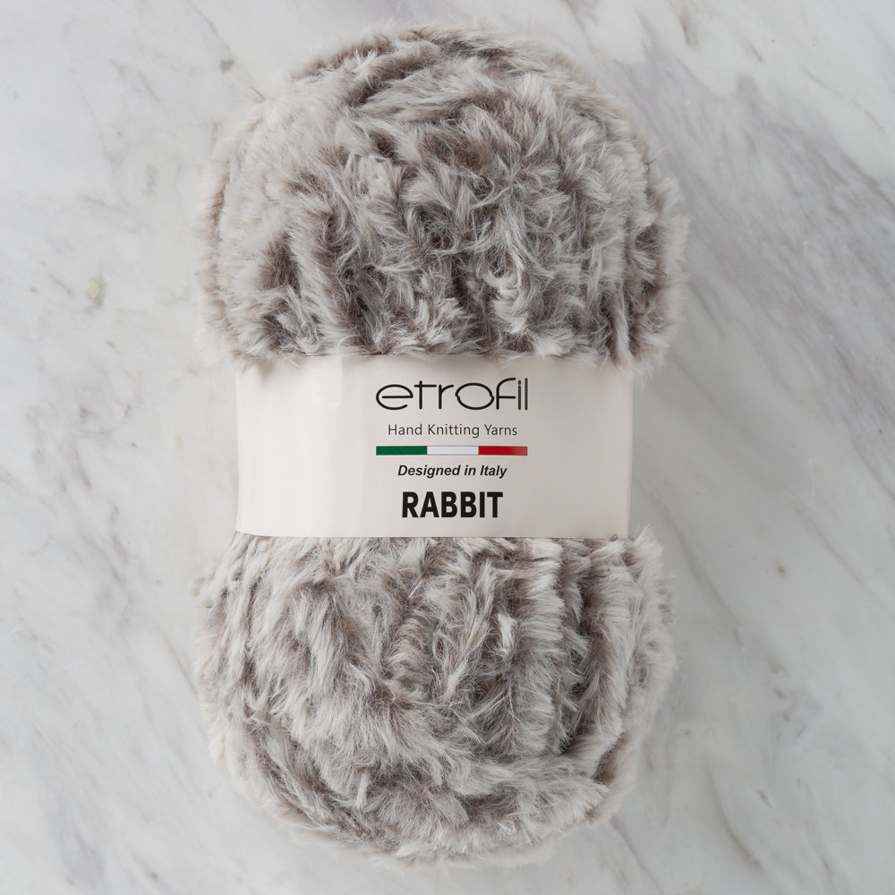 Etrofil Rabbit Fur Yarn, Brown/White 70719 Hobiumyarns