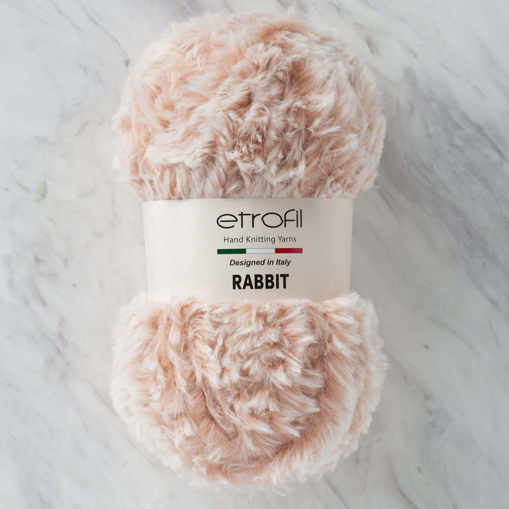 Etrofil Rabbit Fur Yarn, Pink/White 70350 Hobiumyarns