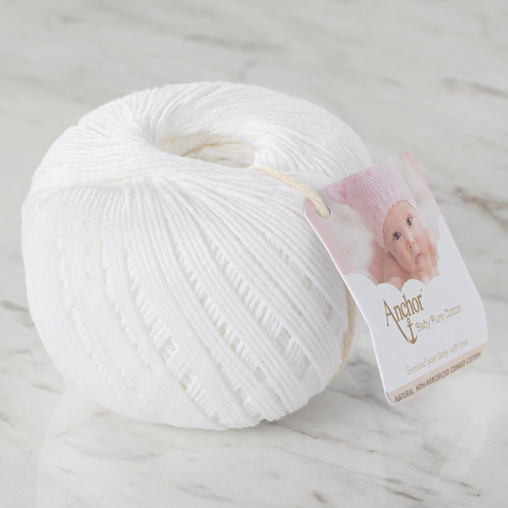 Anchor Baby Pure Cotton 4ply Yarn, White 01131 Hobiumyarns
