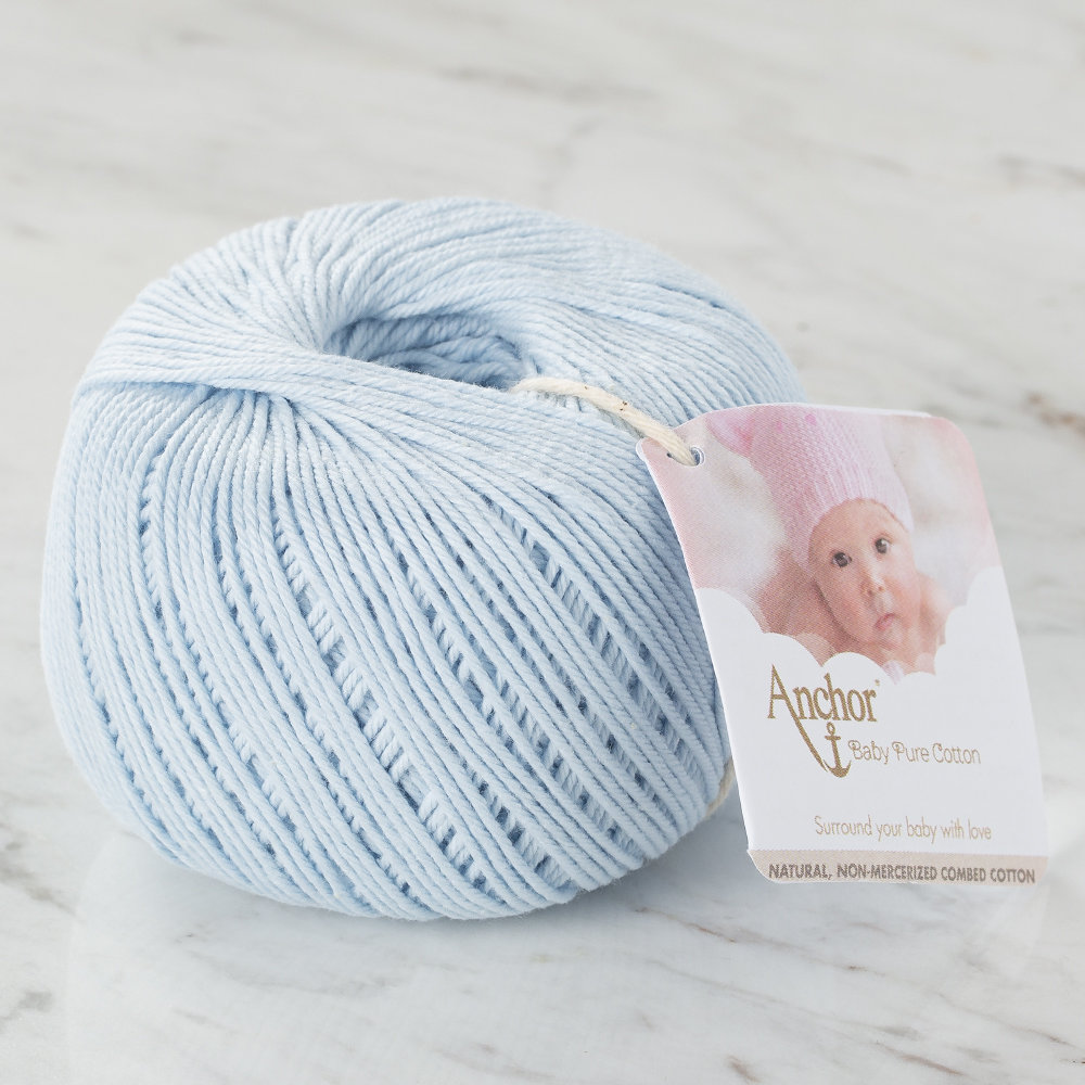 Anchor Baby Pure Cotton 4ply Yarn, Baby Blue 00128 Hobiumyarns