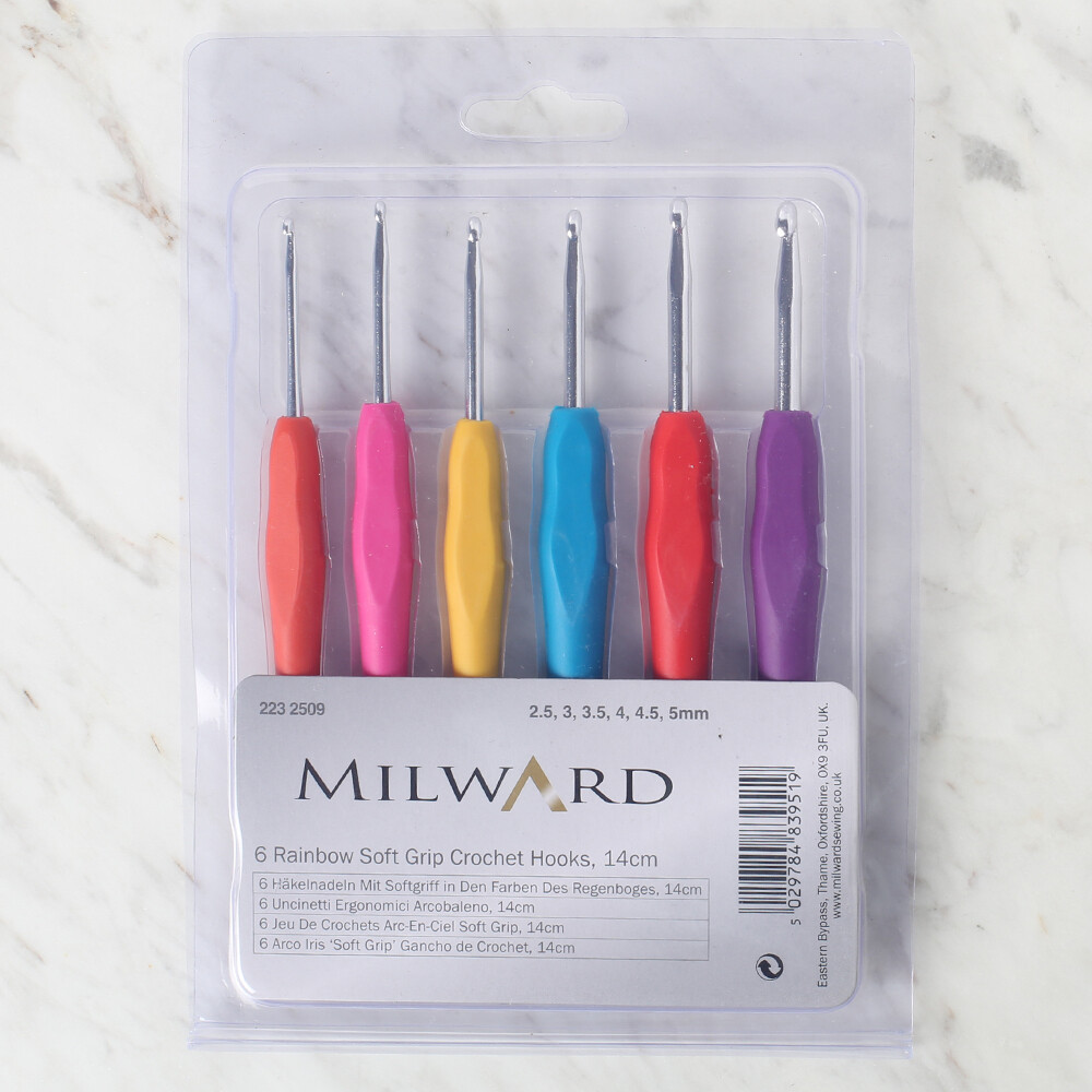 Milward 14cm Rainbow Grip Crochet Hook Set (6 pcs) Hobiumyarns