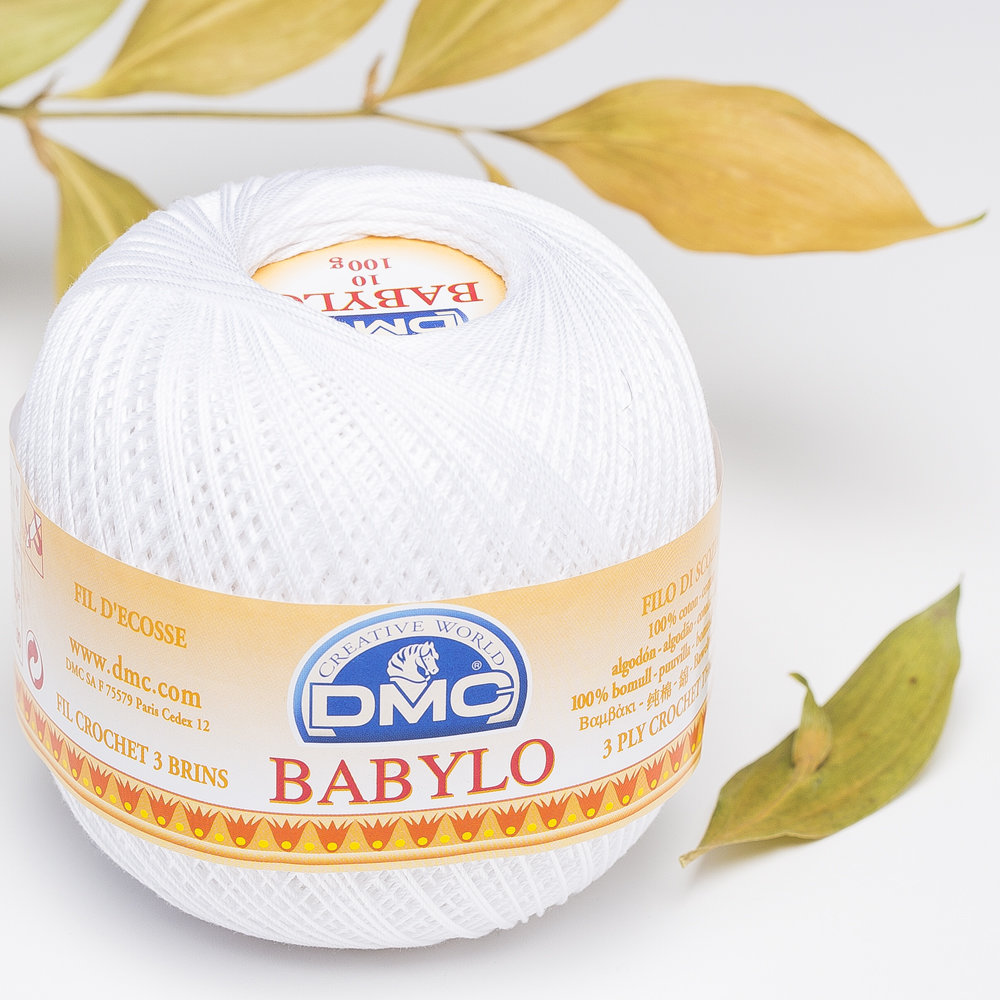 DMC Babylo 100g Cotton Crochet Thread No10, White B5200 Hobiumyarns