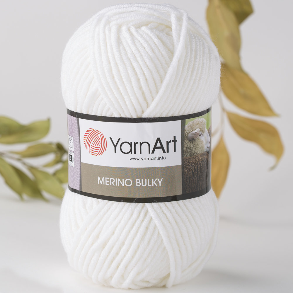 YarnArt Merino Bulky Yarn, White 501 Hobiumyarns