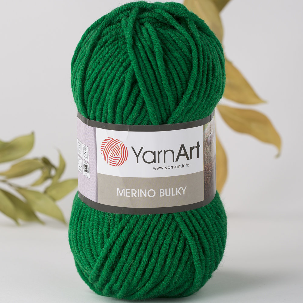 YarnArt Merino Bulky Yarn, Green 338 Hobiumyarns