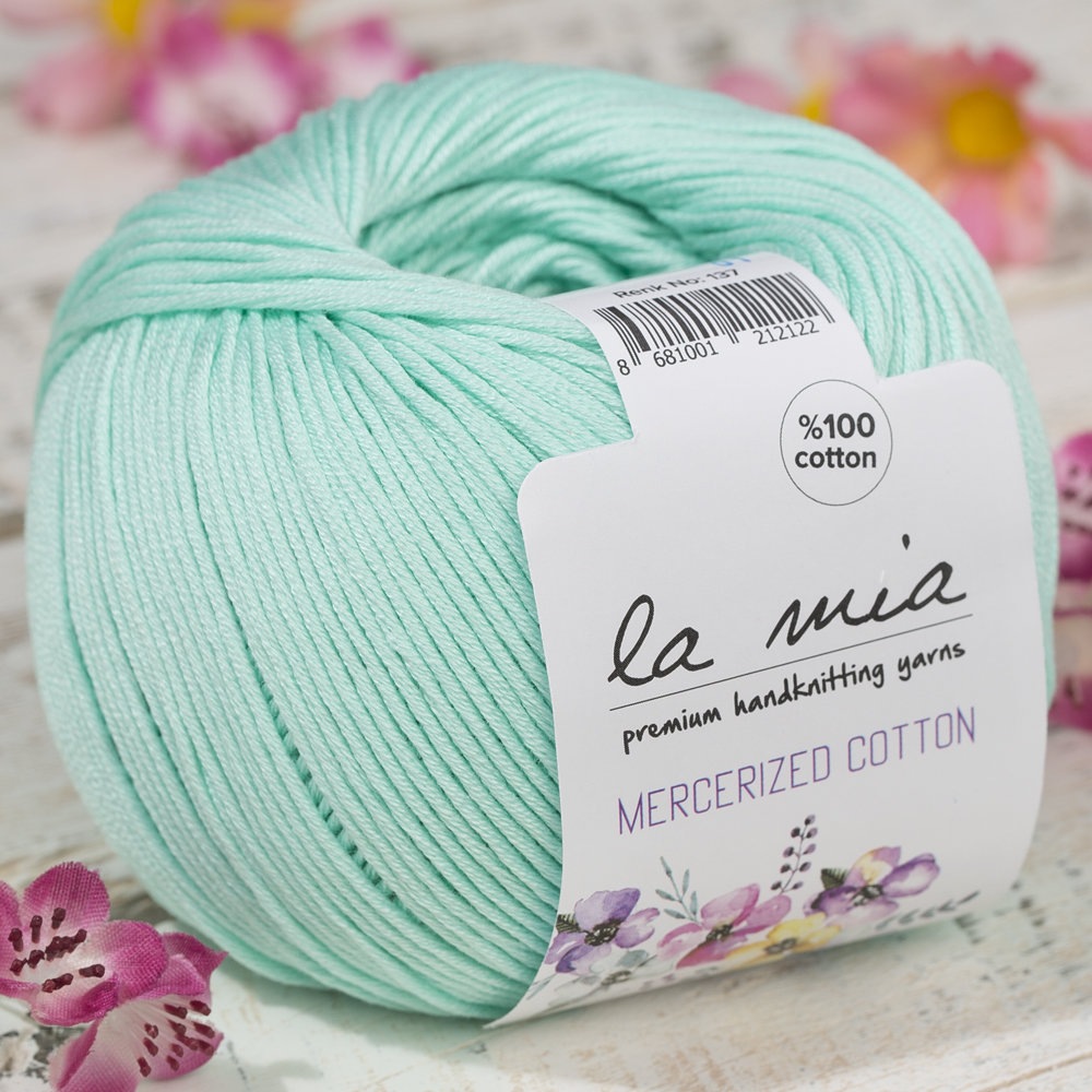 La Mia Mercerized Cotton Yarn, Light Green 137 Hobiumyarns