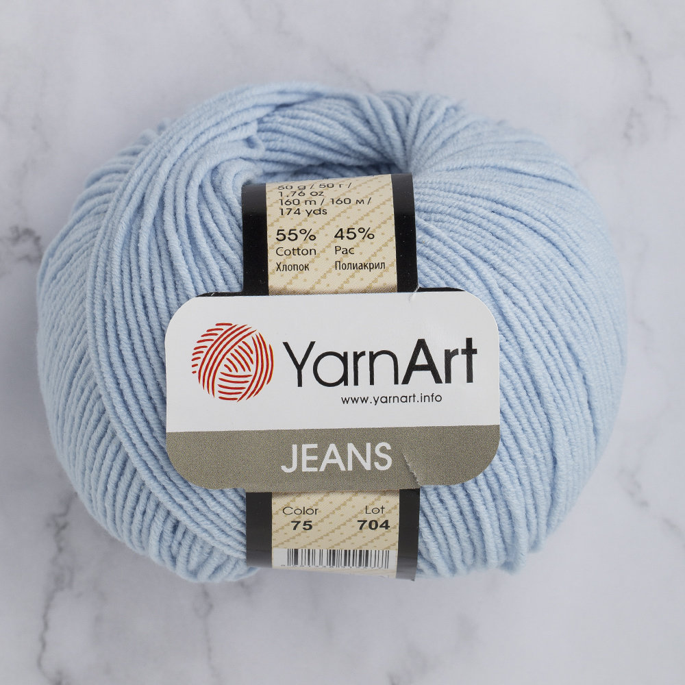 YarnArt Jeans Knitting Yarn, Baby Blue 75 Hobiumyarns