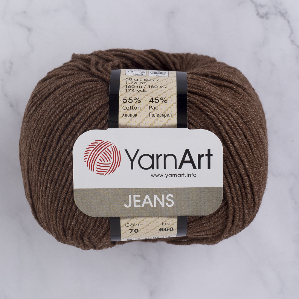 YarnArt Jeans Knitting Yarn, Brown 70 Hobiumyarns