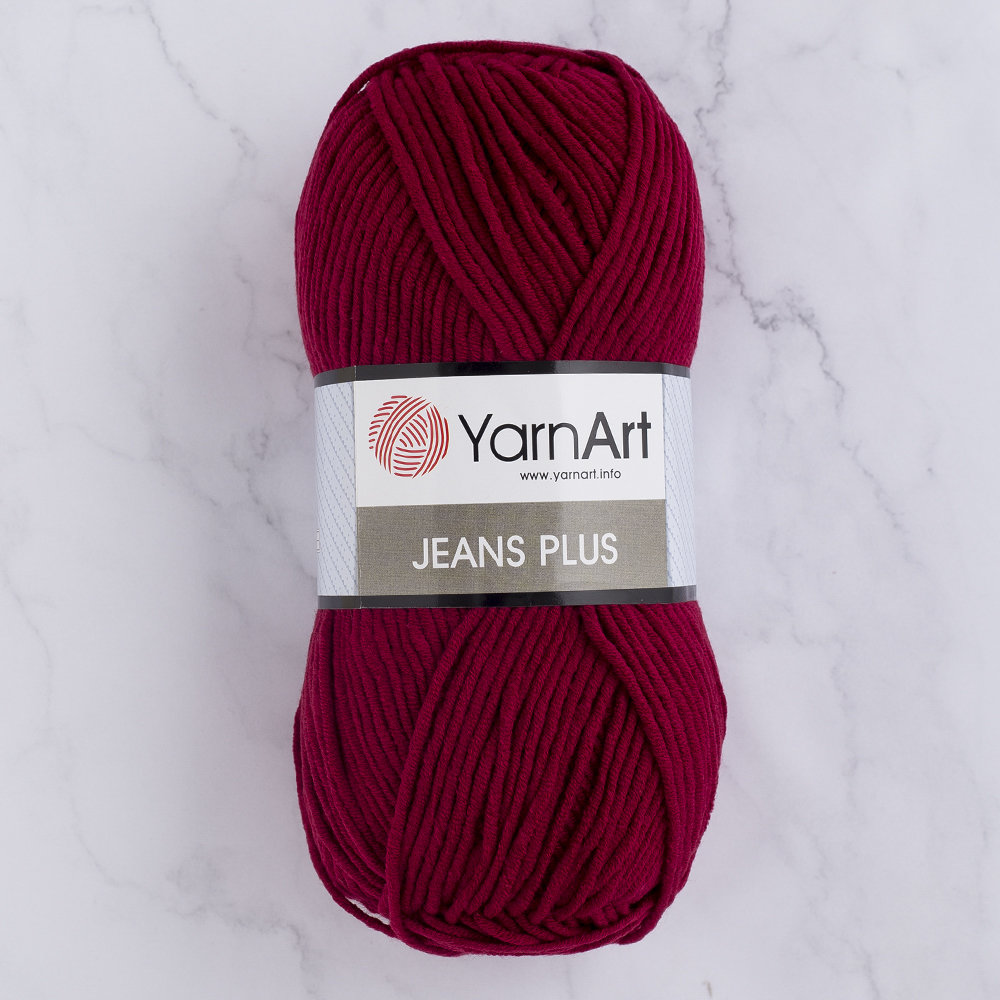 YarnArt Jeans Plus Cotton Yarn, Claret Red 66 Hobiumyarns