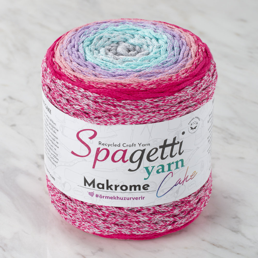 Spagettiyarn Makrome Macrame Gradient Cake Yarn, FuchsiaLilac 22