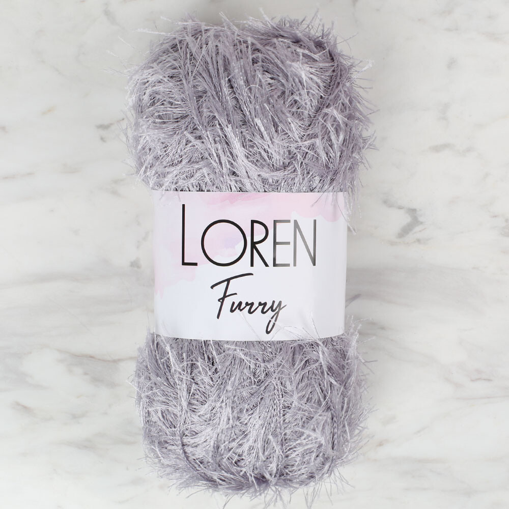 Loren Furry Knitting Yarn, Grey RF006 Hobiumyarns