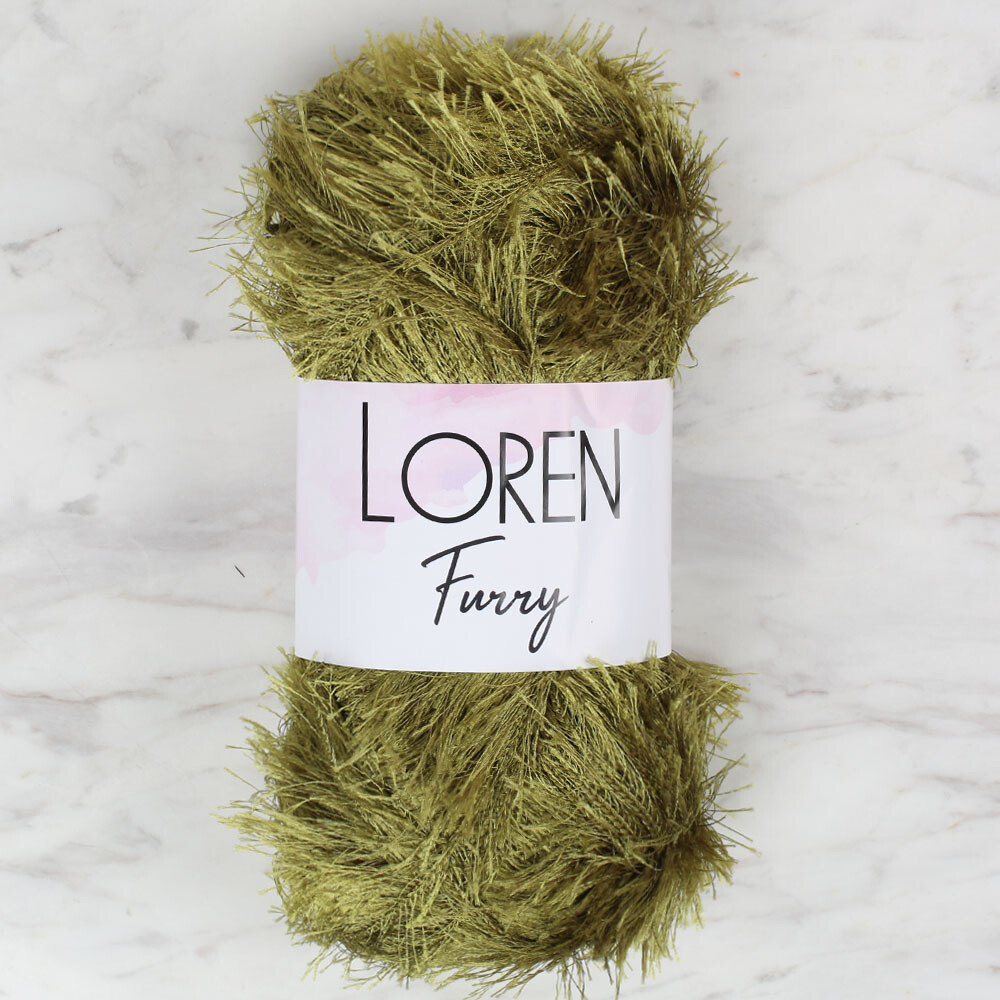 Loren Furry Knitting Yarn, Green RF044 Hobiumyarns