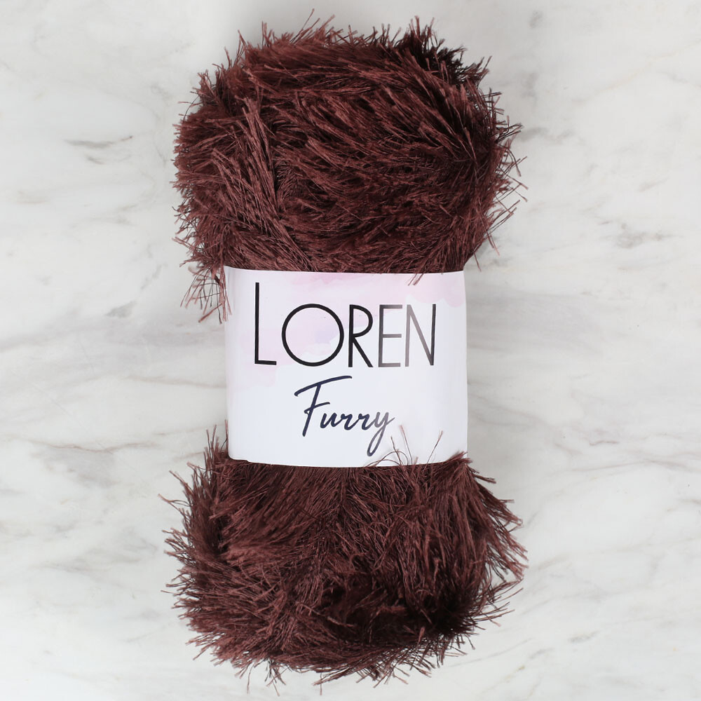 Loren Furry Knitting Yarn, Brown RF093 Hobiumyarns