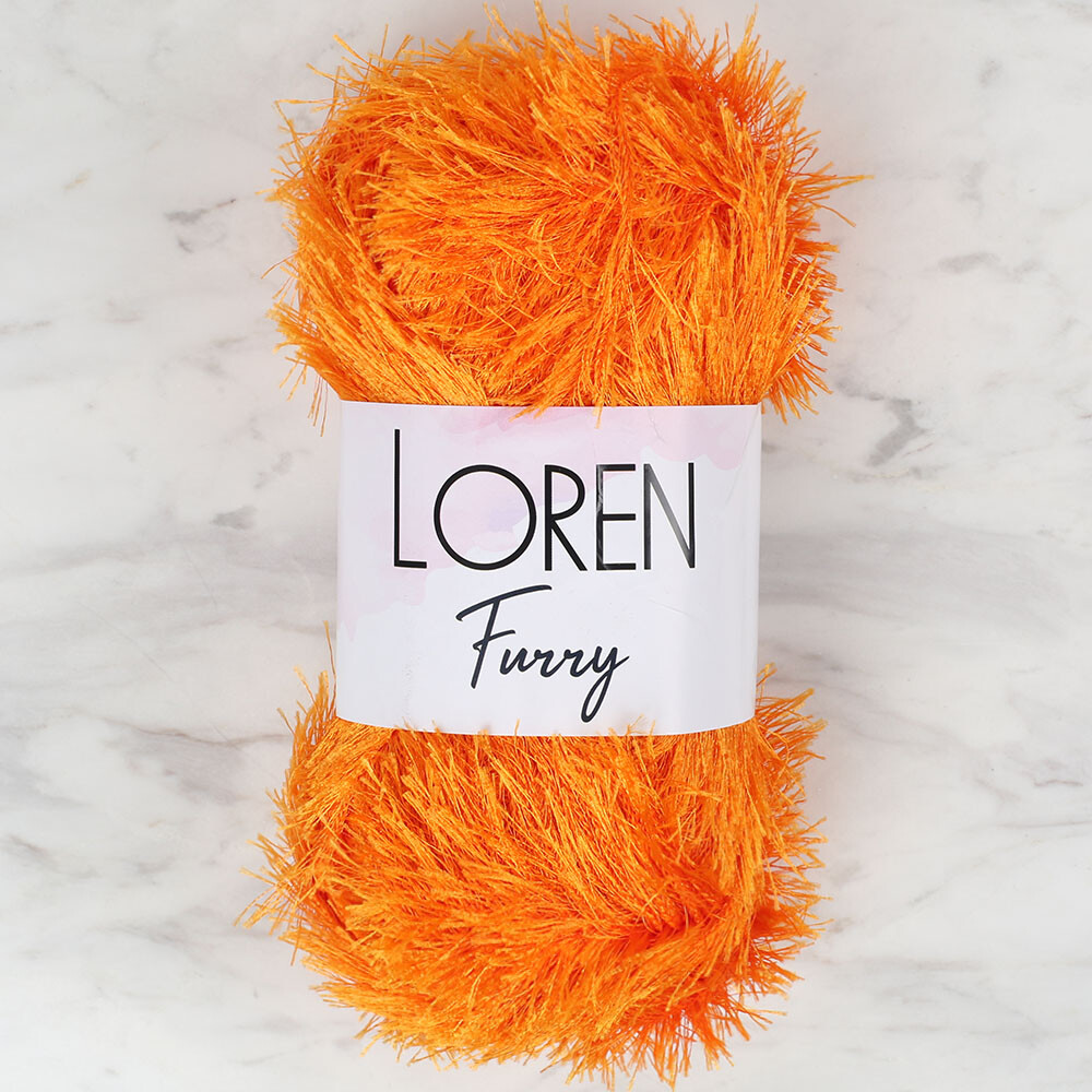 Loren Furry Knitting Yarn, Orange RF103 Hobiumyarns