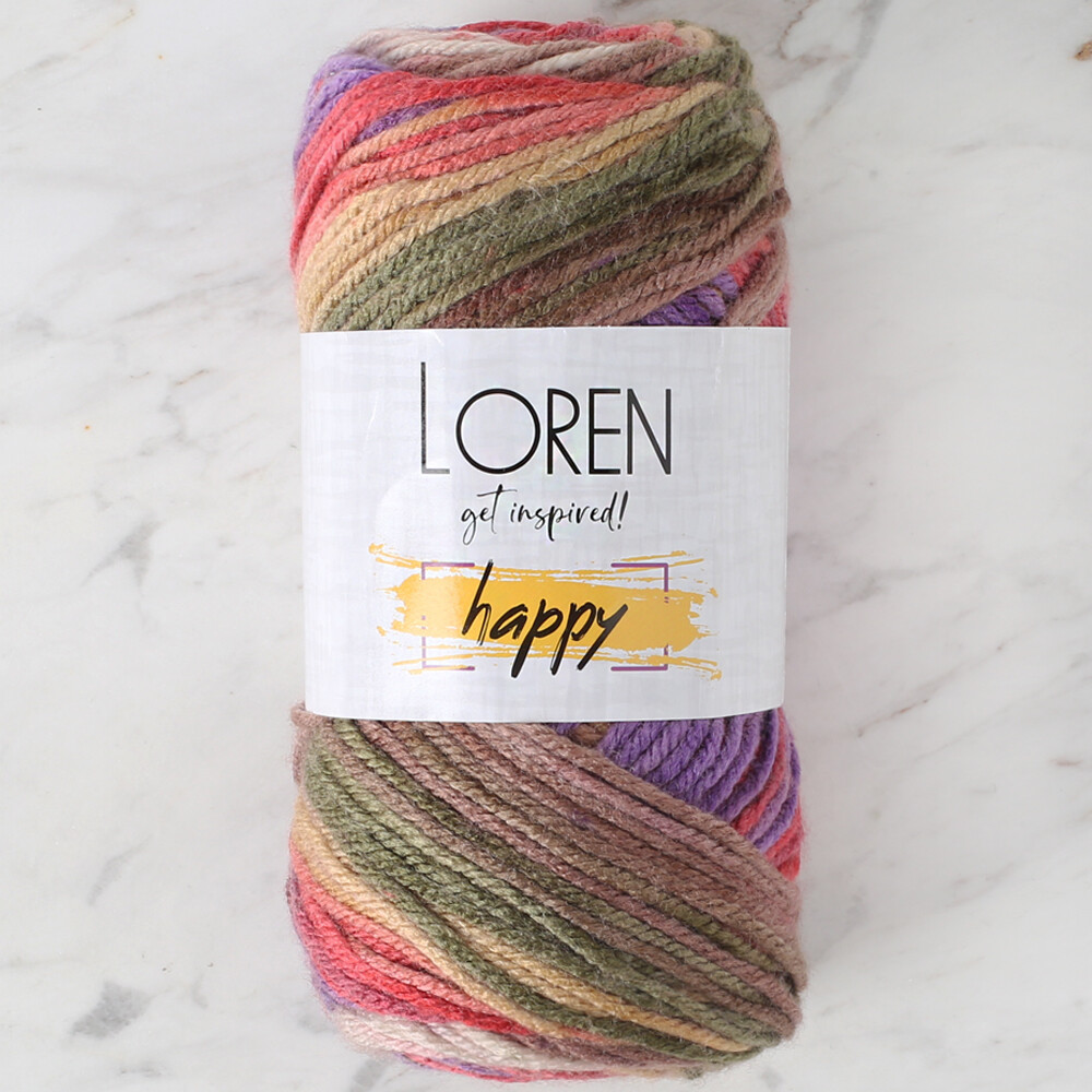 Loren Happy Knitting Yarn, Variegated RH014 Hobiumyarns