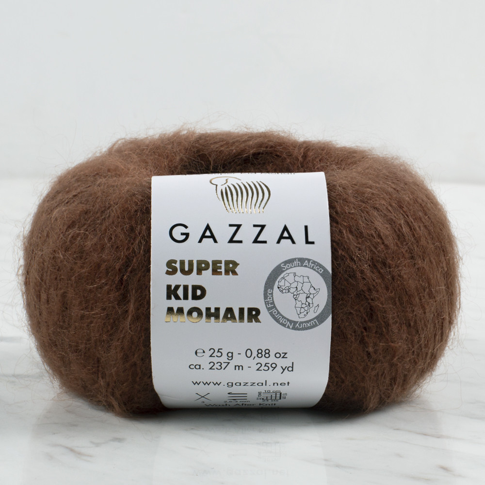 Gazzal Super Kid Mohair 25 Gr Knitting Yarn, Dark Brown - 64400 ...