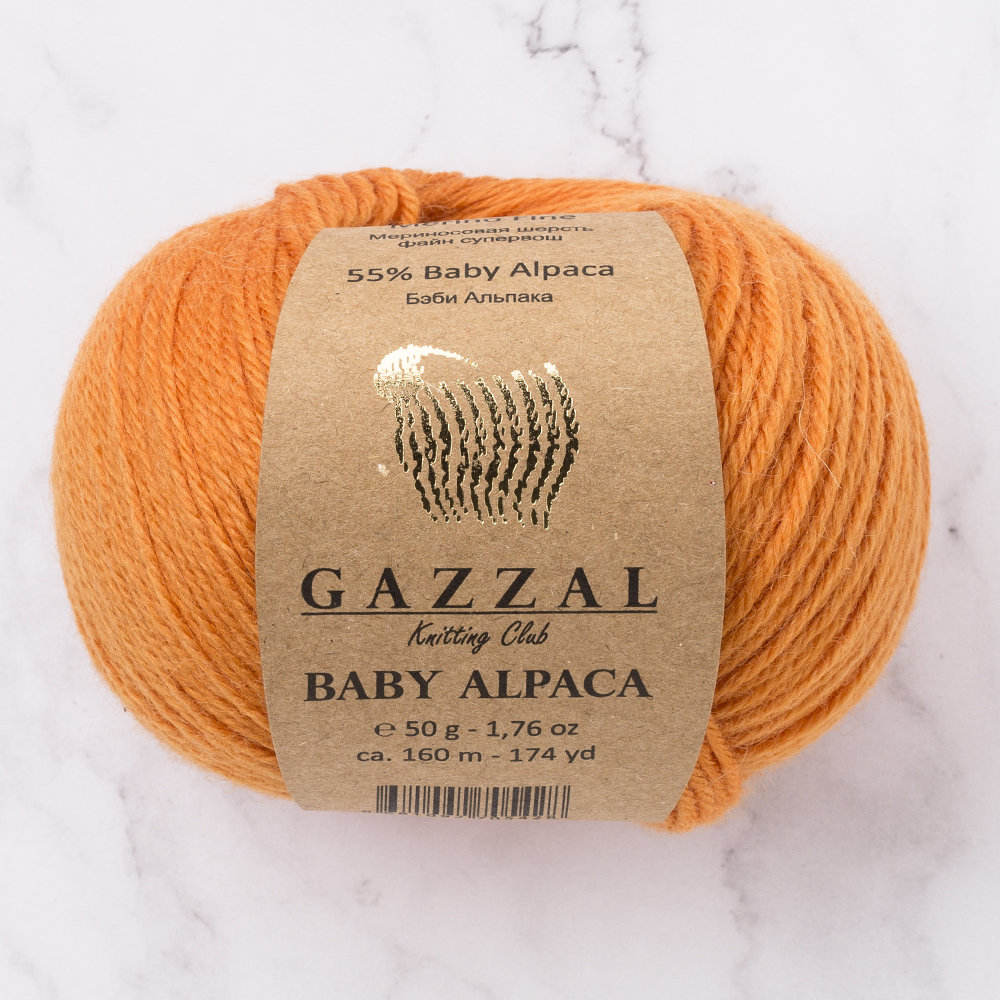 Gazzal Baby Alpaca Yarn, Orange 46008 Hobiumyarns
