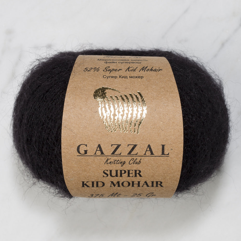 Gazzal Super Kid Mohair Yarn, Black 61258 Hobiumyarns