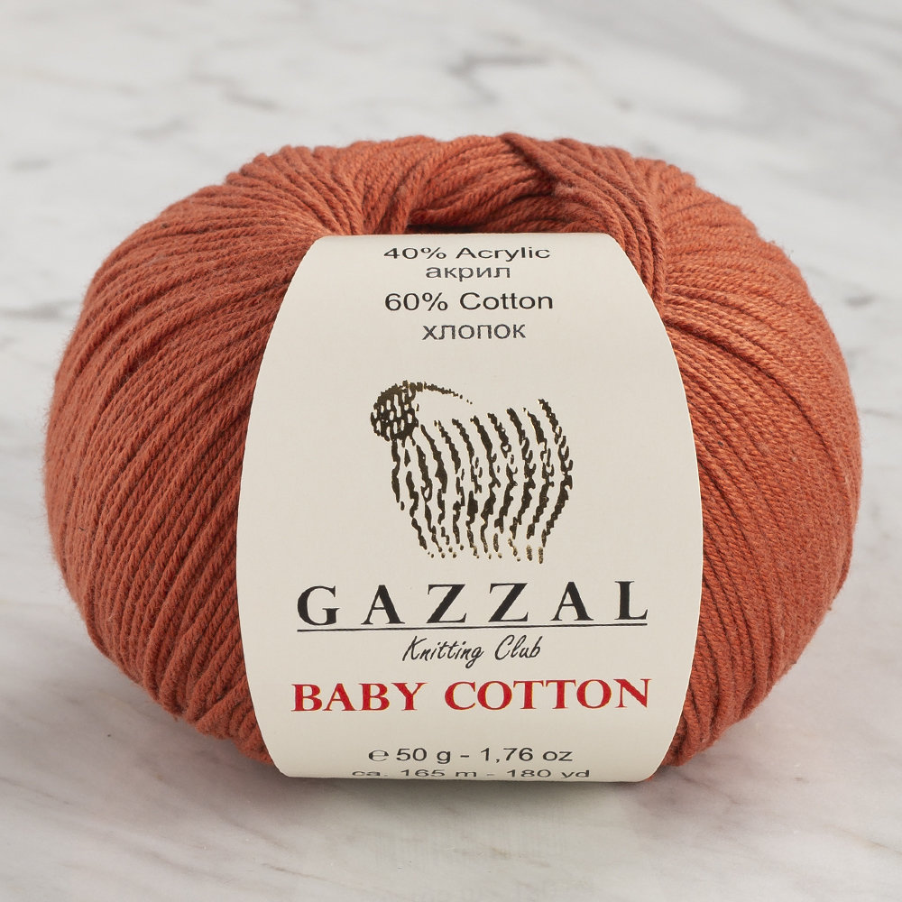Gazzal Baby Cotton Knitting Yarn, Cinnamon 3454 Hobiumyarns