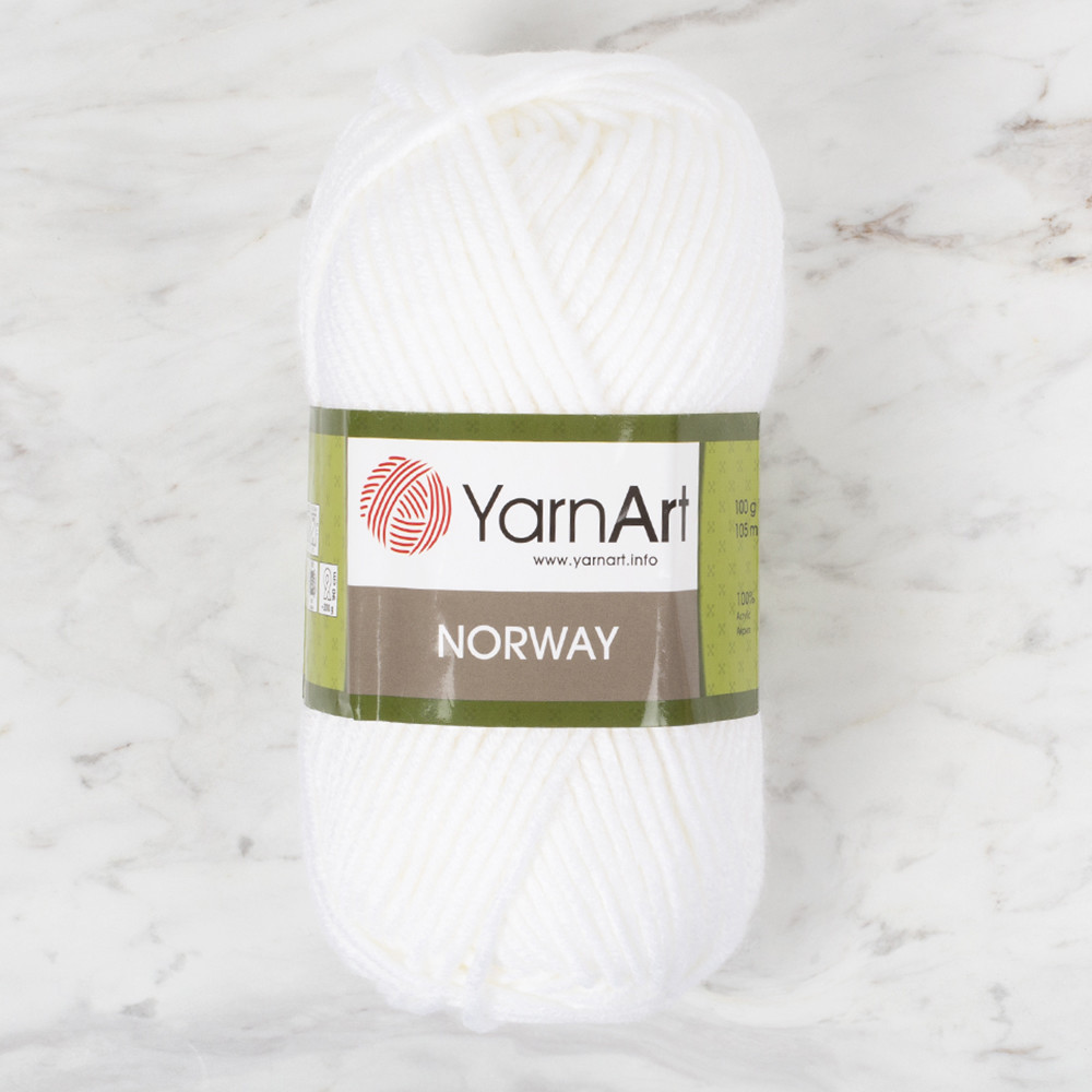YarnArt Norway Knitting Yarn, White 150 Hobiumyarns