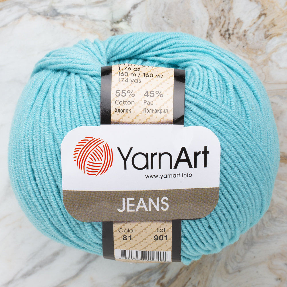 YarnArt Jeans Knitting Yarn, Cyan 76