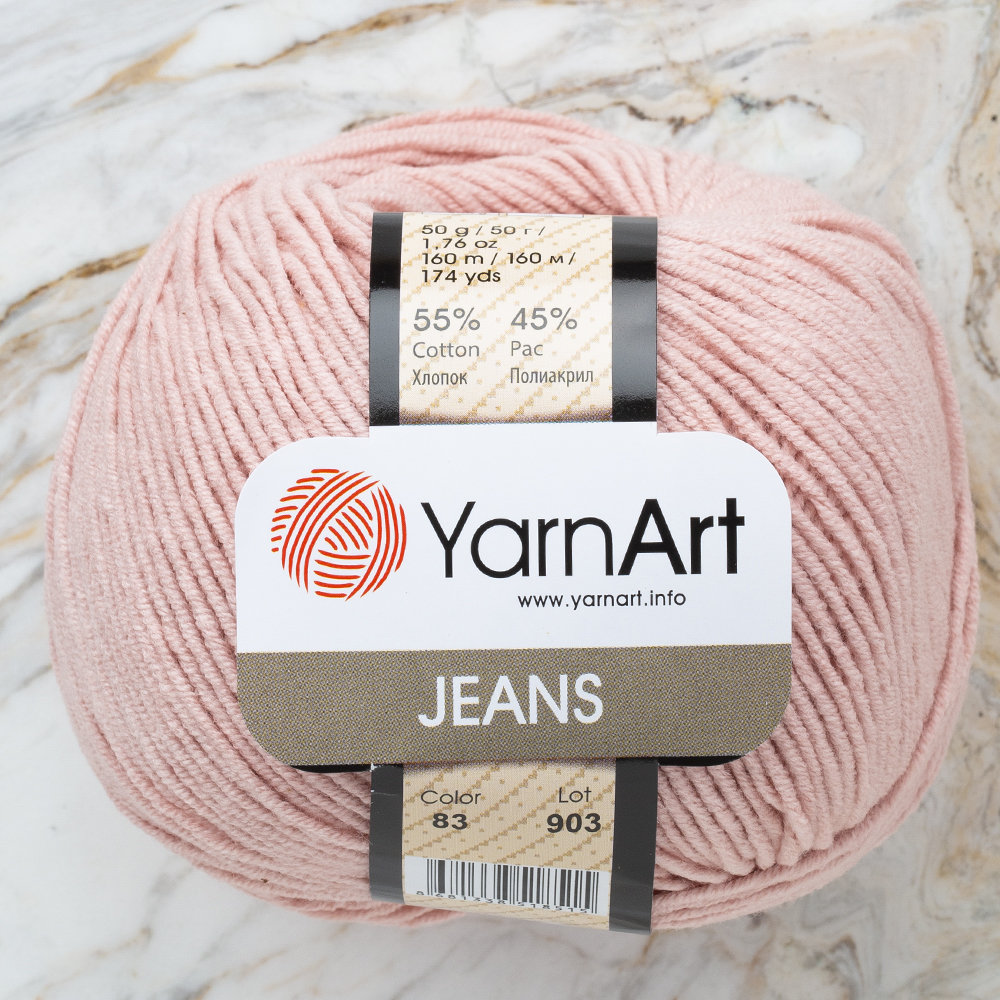 YarnArt Jeans Knitting Yarn, Pinkish White 83 Hobiumyarns