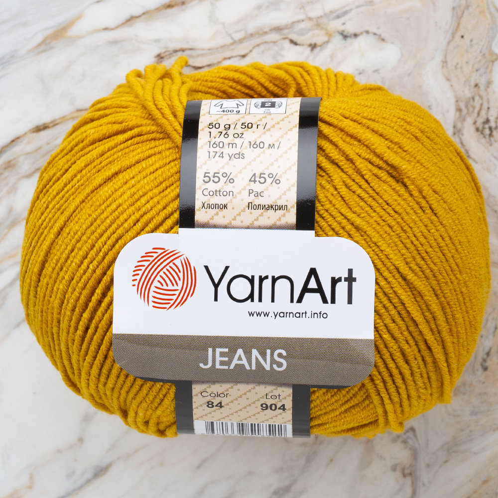 YarnArt Jeans Knitting Yarn, Mustard Yellow 84 Hobiumyarns