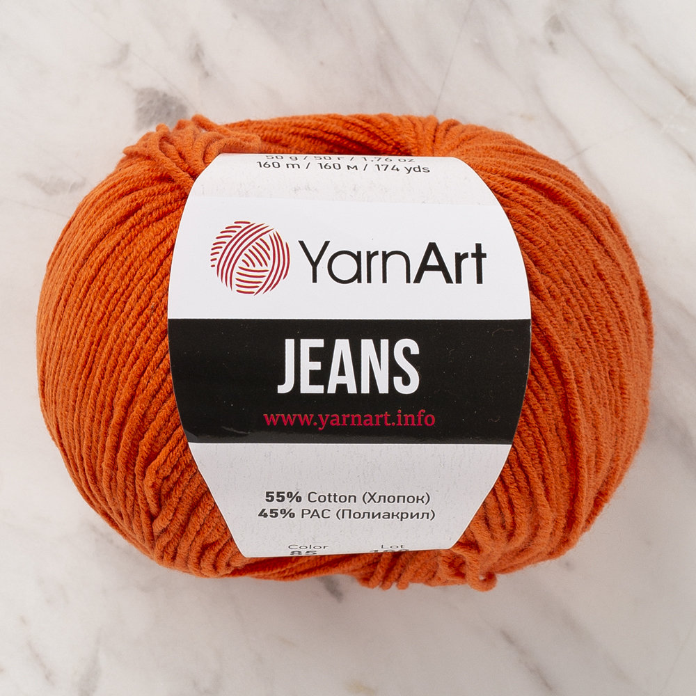 YarnArt Jeans Knitting Yarn, Orange 85 Hobiumyarns