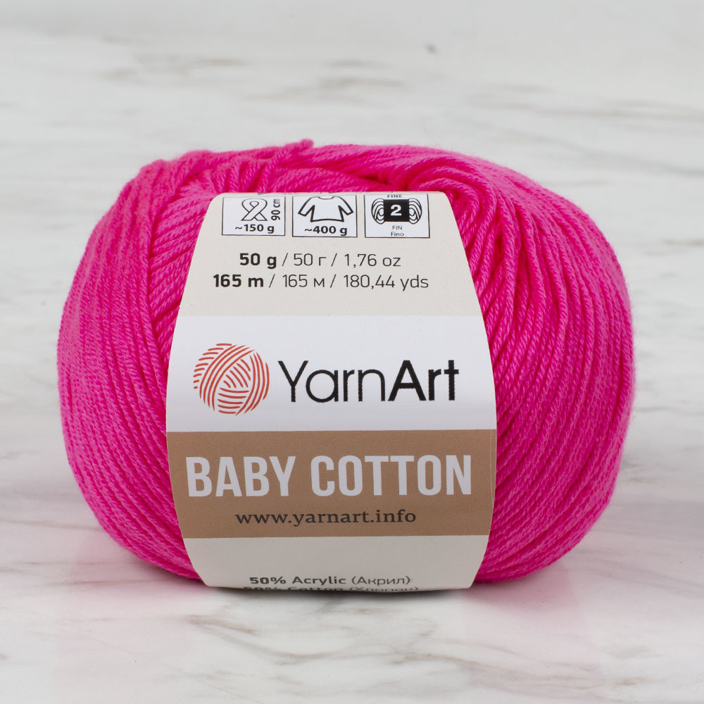 YarnArt Baby Cotton Knitting Yarn, Fuchsia - 422 - Hobiumyarns