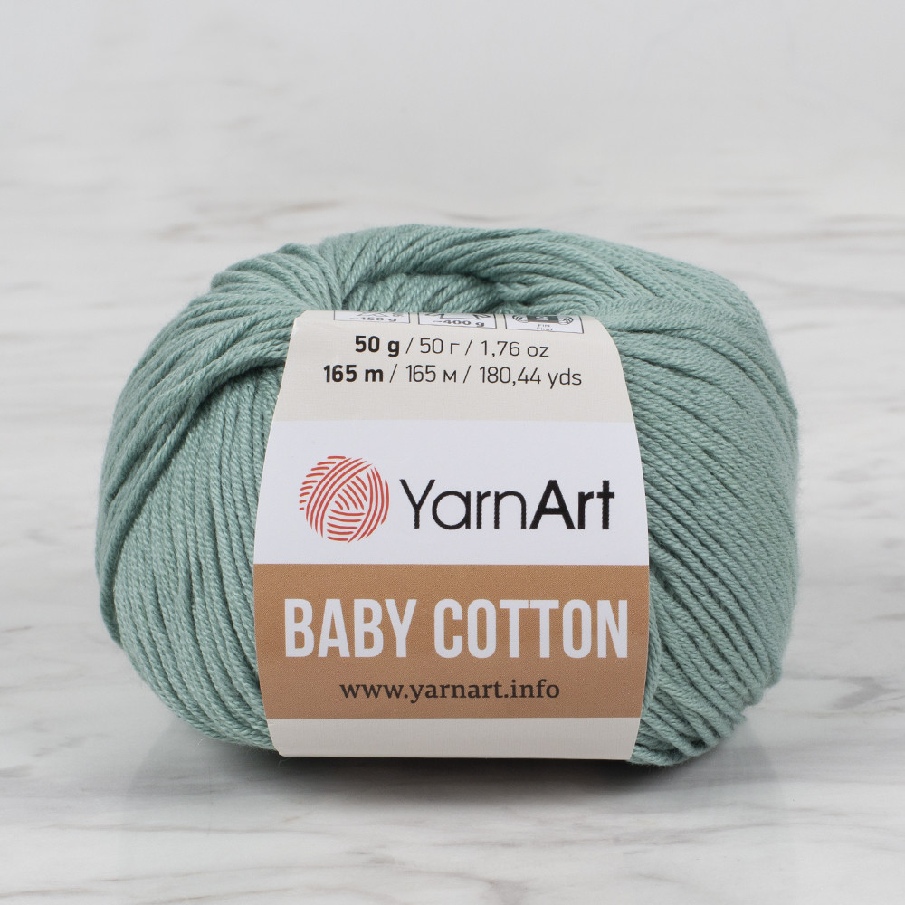 YarnArt Baby Cotton Knitting Yarn, Green 439 Hobiumyarns