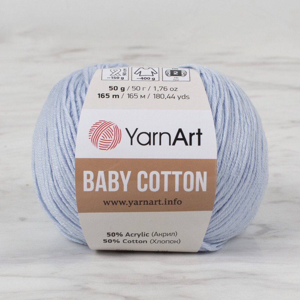 YarnArt Baby Cotton Knitting Yarn, Light Blue 450 Hobiumyarns