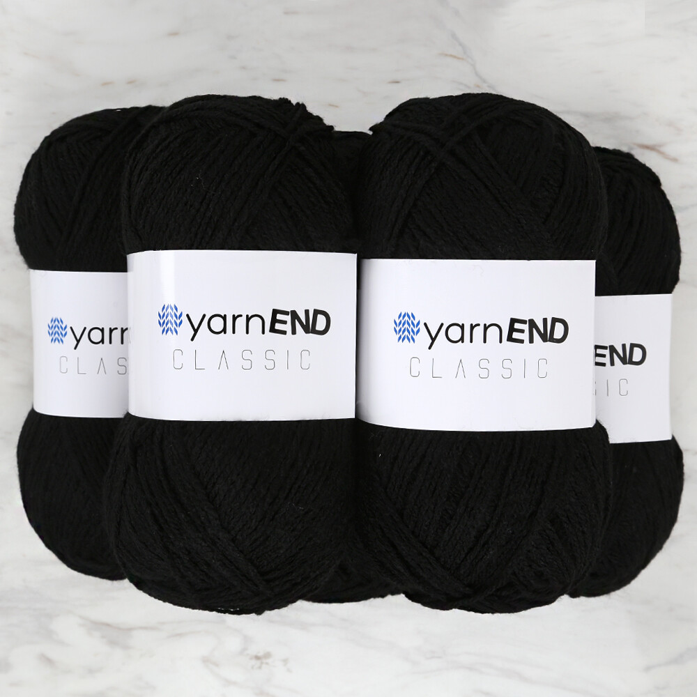 Yarnend Classic 5 Skeins Knitting Yarn Black 9900 Hobiumyarns