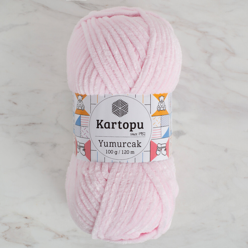 Kartopu Yumurcak Velvet Knitting Yarn, Light Pink - K1562 - Hobiumyarns