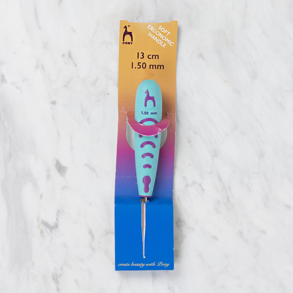 Pony 1.5 mm 13 cm Metal Lace Crochet Hook with Soft Ergonomic Handle
