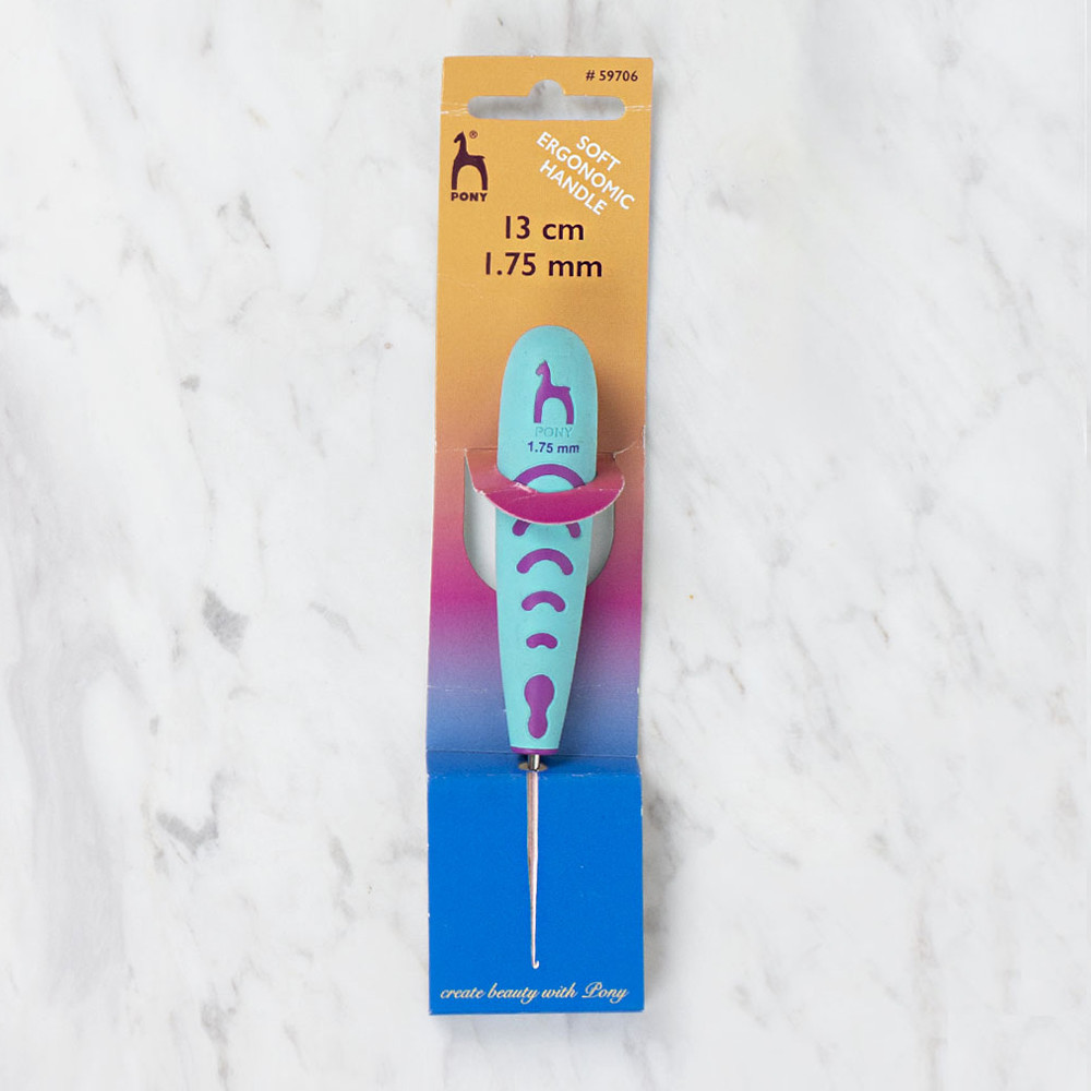 Pony 1.75 mm 13 cm Metal Lace Crochet Hook with Soft Ergonomic Handle