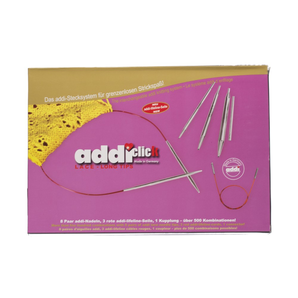 Addi Click Lace Long Tips Interchangable Circular Knitting Needles Set