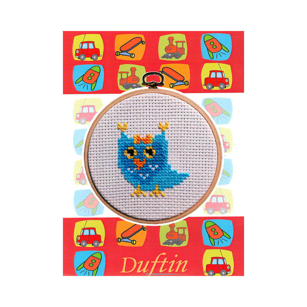 Duftin 17 cm Cross Stitch Kit with Wooden Loop Owl