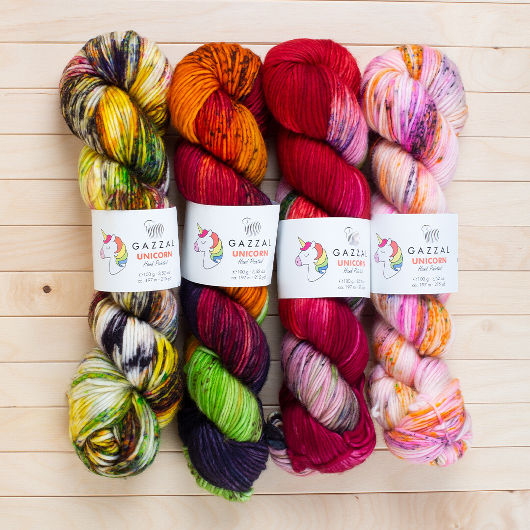 Gazzal Unicorn Knitting Yarn, Variegated - 1335 - Hobiumyarns